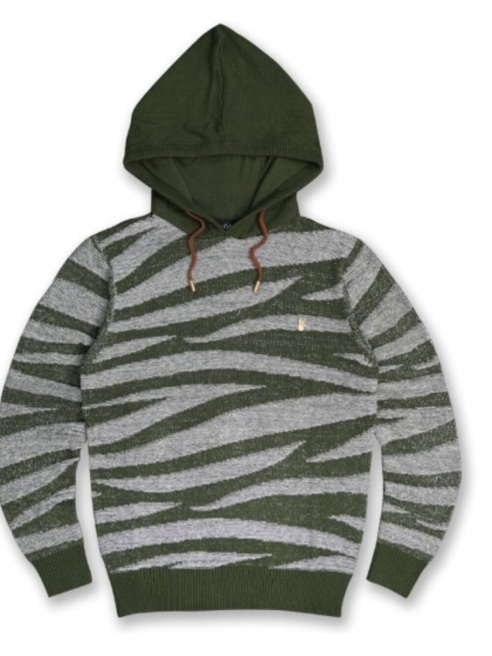 Like New! MAKOBI M5050 Tiger Knit Hoody Sweater Cotton Blend Olive Size S